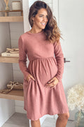 Rust Glitter Maternity Short Dress